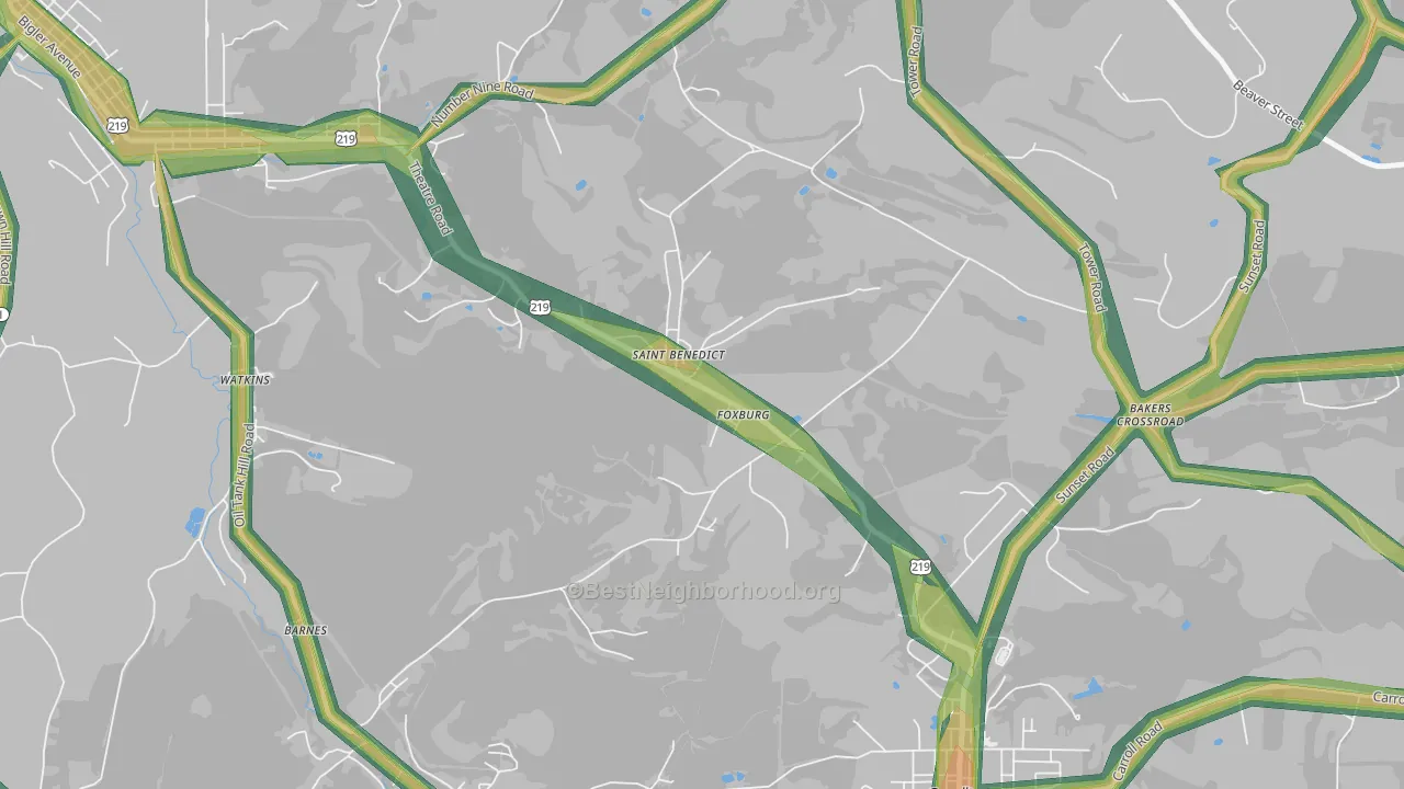 St. Benedict, PA Map of Noise Levels in St. Benedict