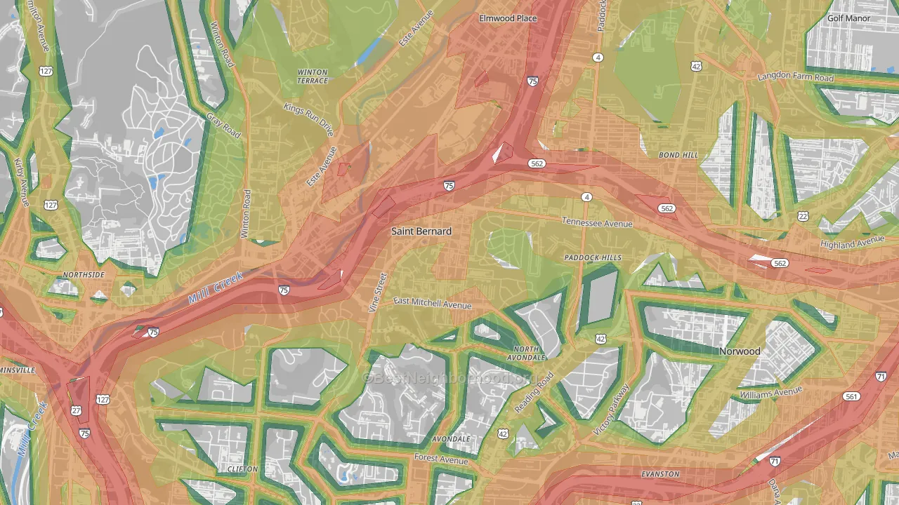 St. Bernard, OH Map of Noise Levels in St. Bernard