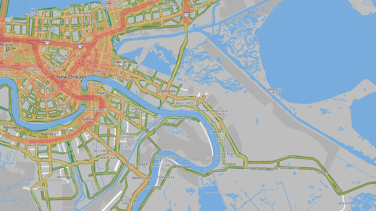 St. Bernard Parish, LA Map of Noise Levels in St. Bernard Parish