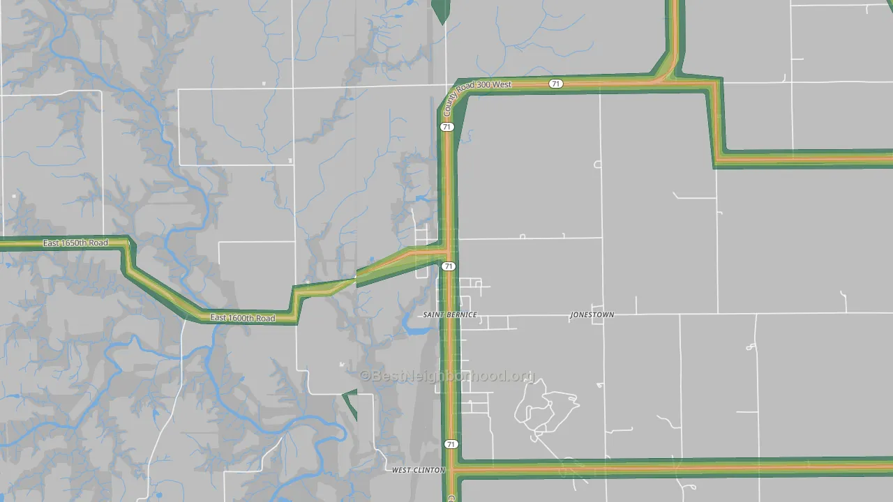 St. Bernice, IN Map of Noise Levels in St. Bernice