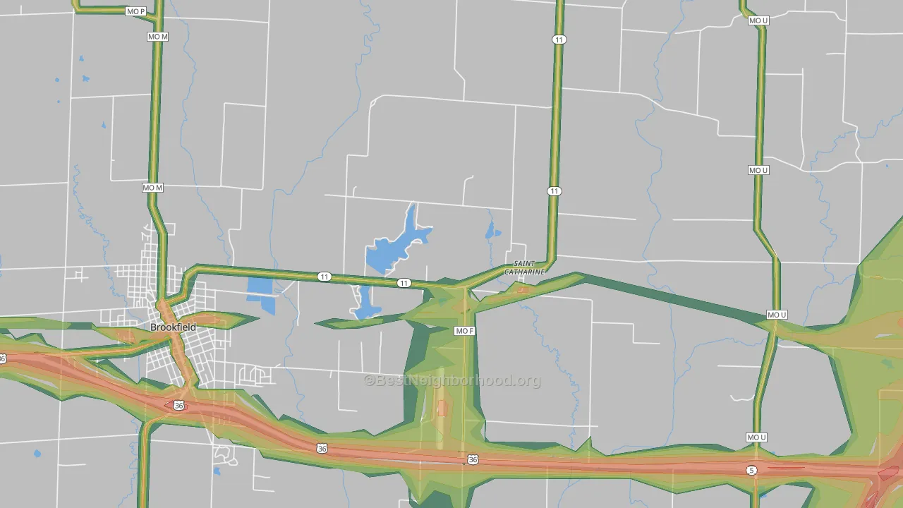 St. Catharine, MO Map of Noise Levels in St. Catharine