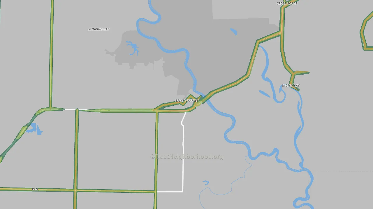 St. Charles, AR Map of Noise Levels in St. Charles