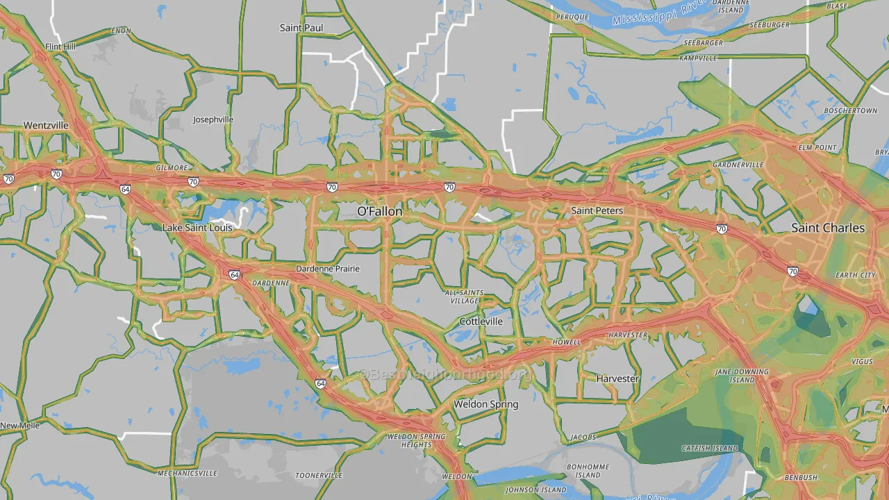 St. Charles County, MO Map of Noise Levels in St. Charles County