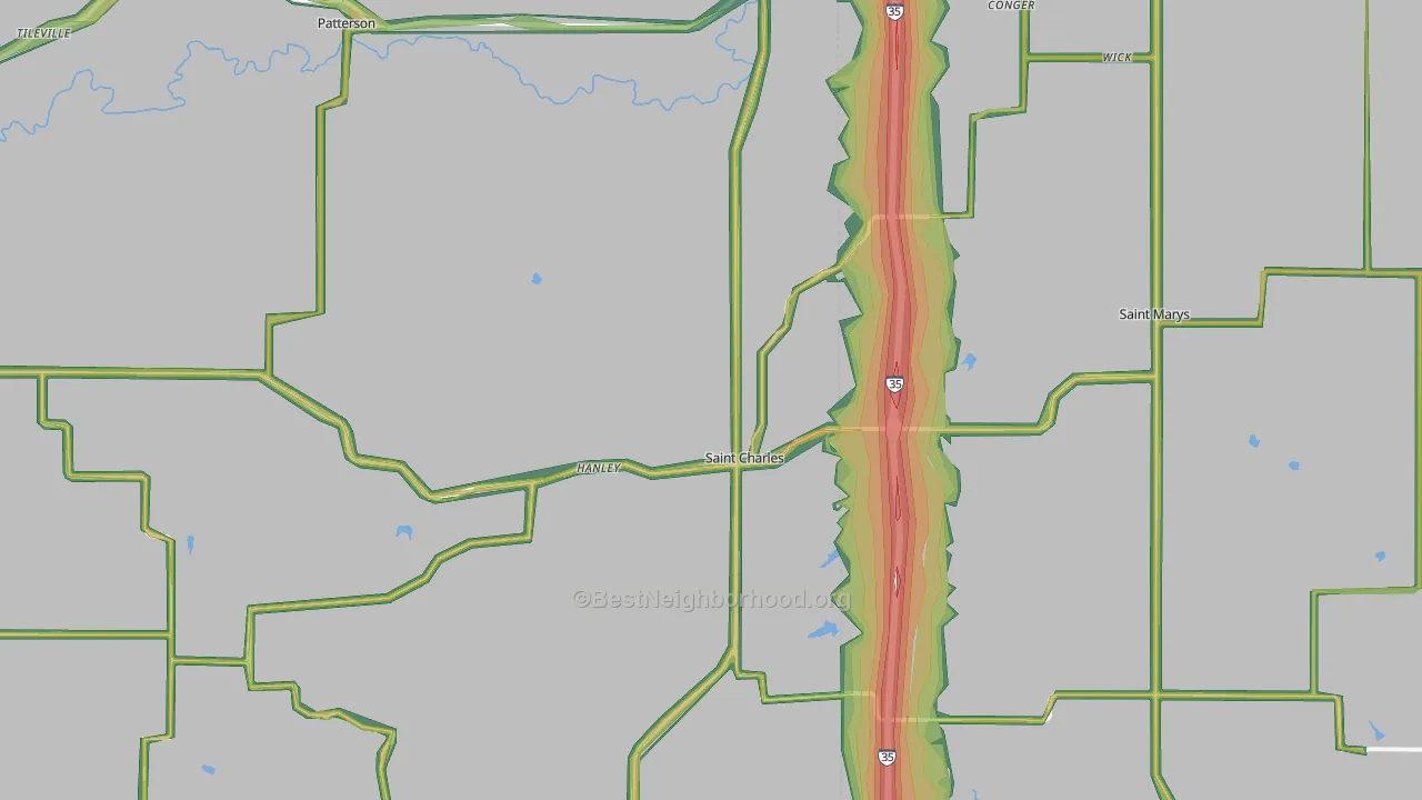 St. Charles, IA Map of Noise Levels in St. Charles