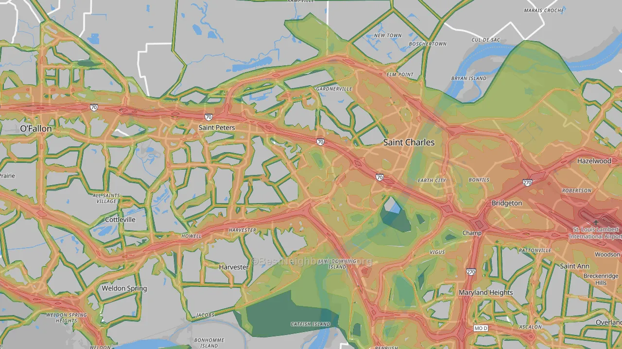 St. Charles, MO Map of Noise Levels in St. Charles
