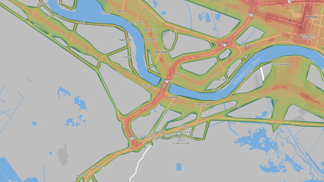 St. Charles Parish, LA Map of Noise Levels in St. Charles Parish