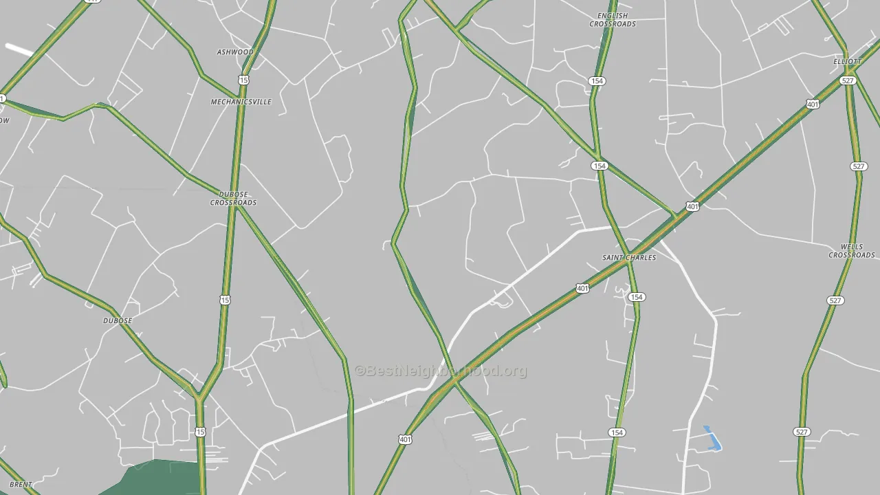 St. Charles, SC Map of Noise Levels in St. Charles