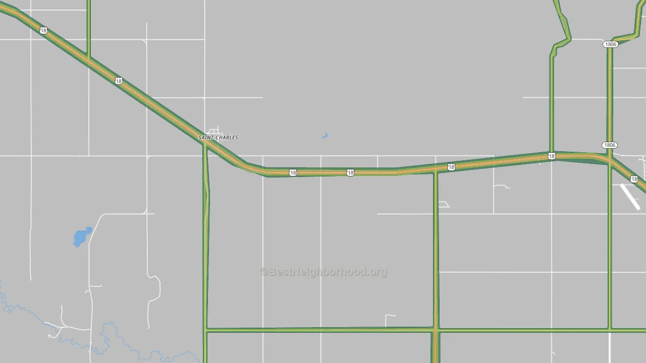 St. Charles, SD Map of Noise Levels in St. Charles