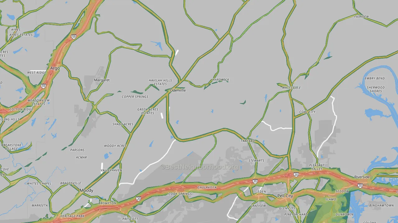 St. Clair County, AL Map of Noise Levels in St. Clair County