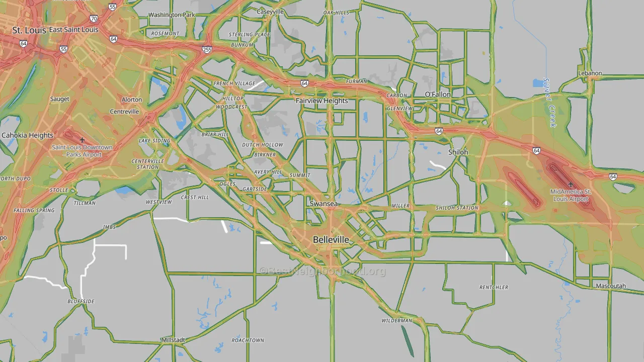 St. Clair County, IL Map of Noise Levels in St. Clair County