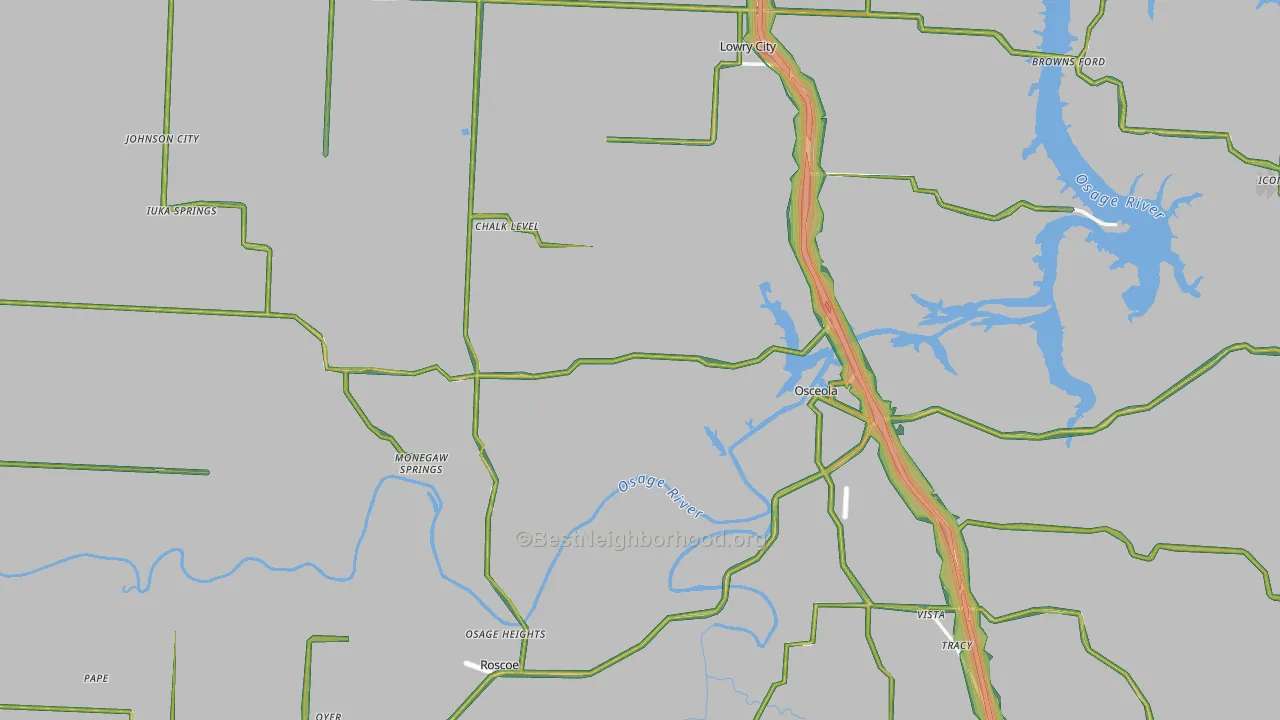 St. Clair County, MO Map of Noise Levels in St. Clair County