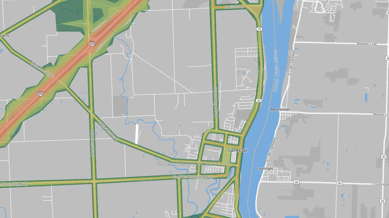 St. Clair, MI Map of Noise Levels in St. Clair