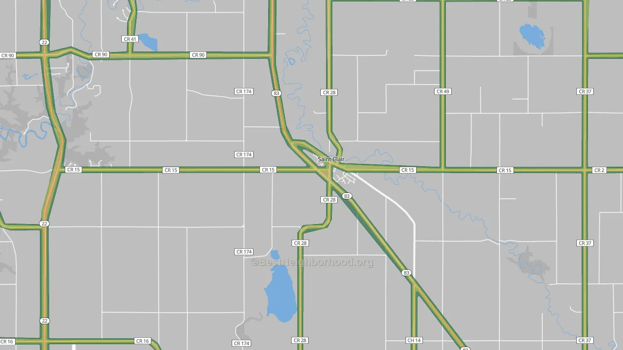 St. Clair, MN Map of Noise Levels in St. Clair