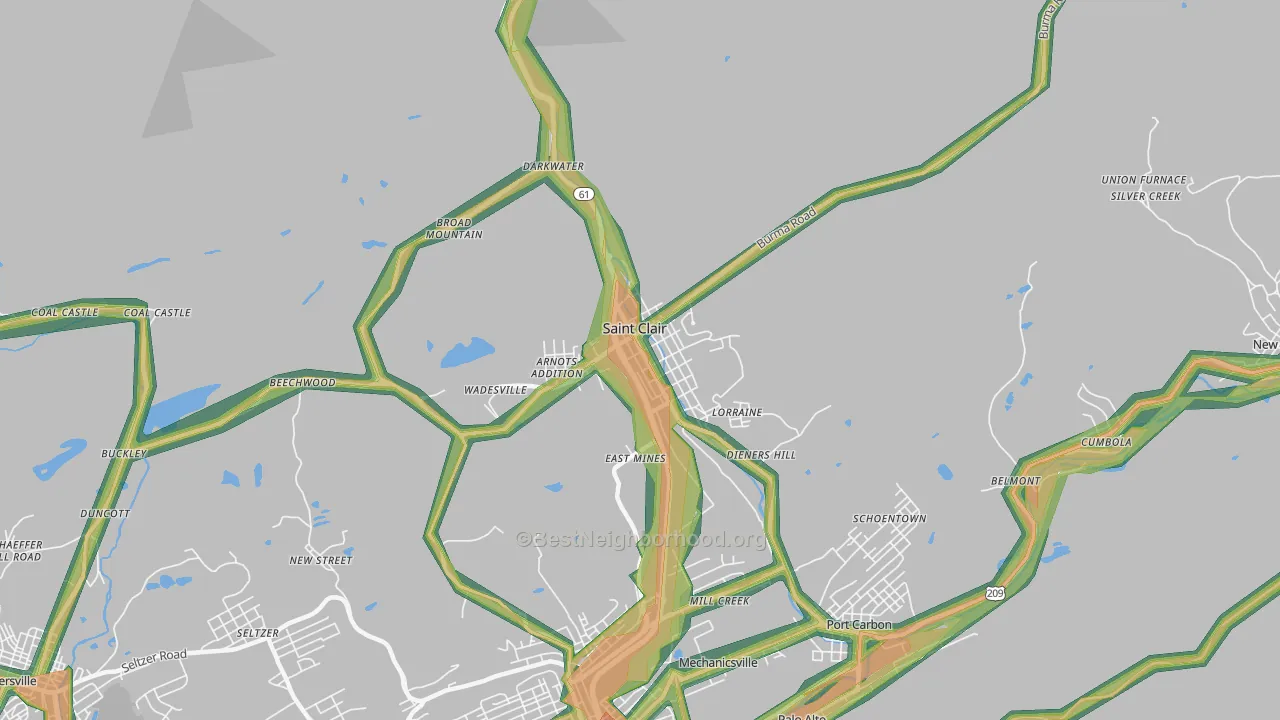 St. Clair, PA Map of Noise Levels in St. Clair