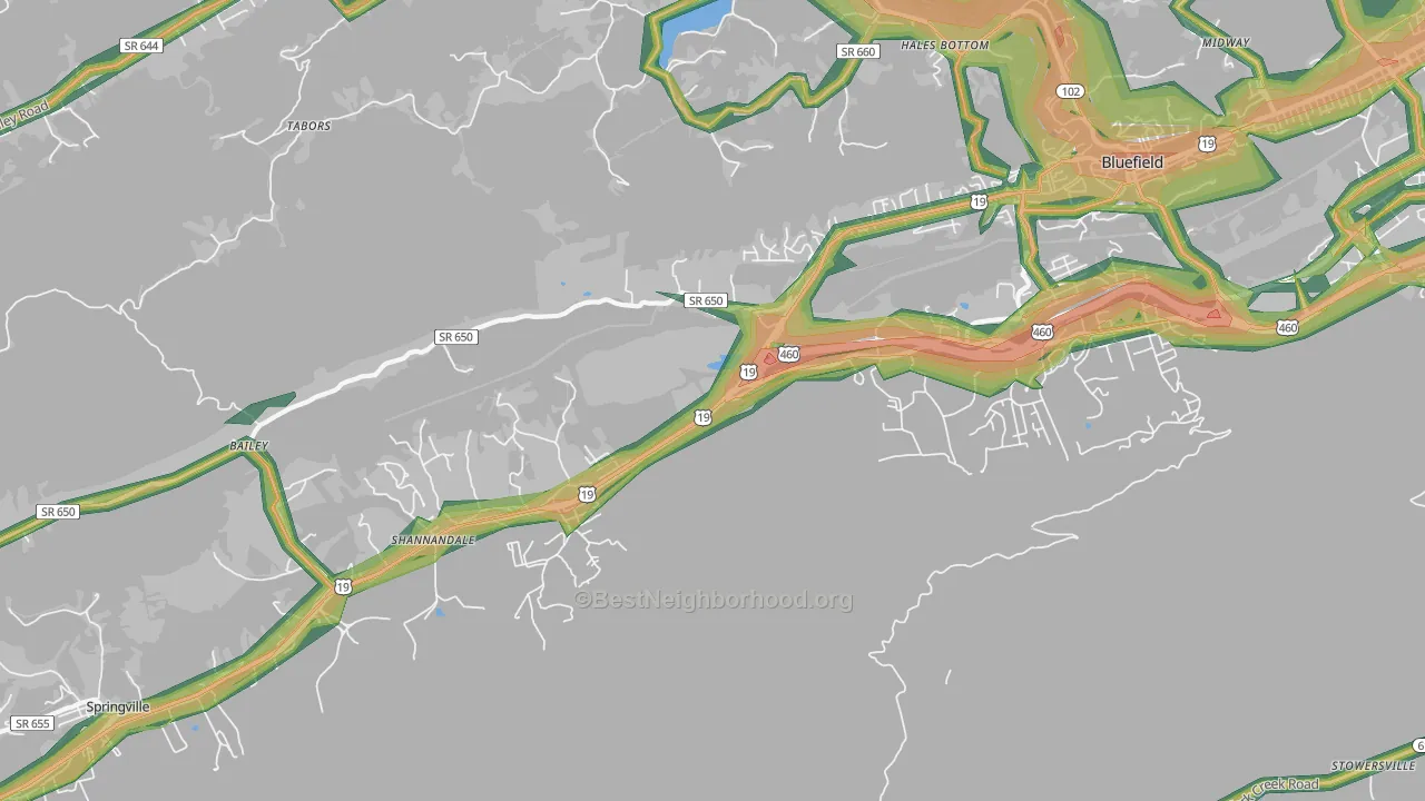 St. Clair, VA Map of Noise Levels in St. Clair