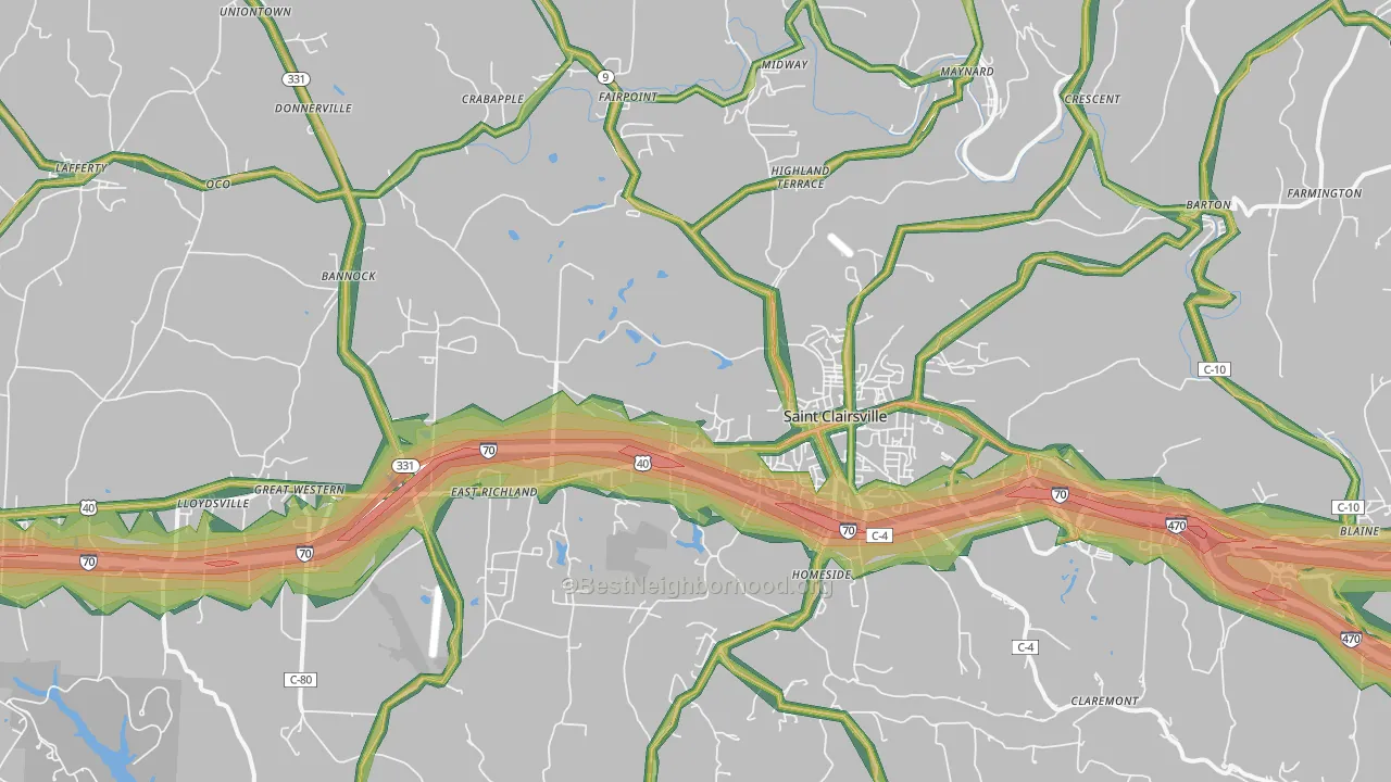 St. Clairsville, OH Map of Noise Levels in St. Clairsville