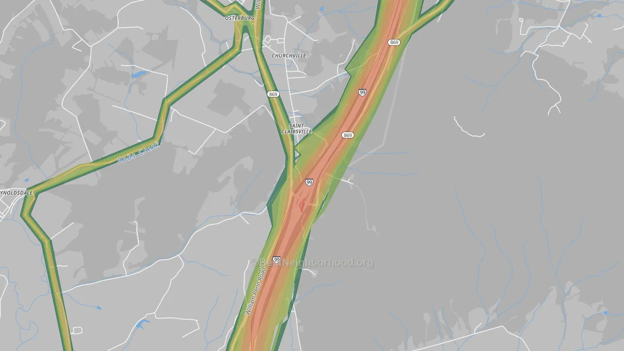 St. Clairsville, PA Map of Noise Levels in St. Clairsville