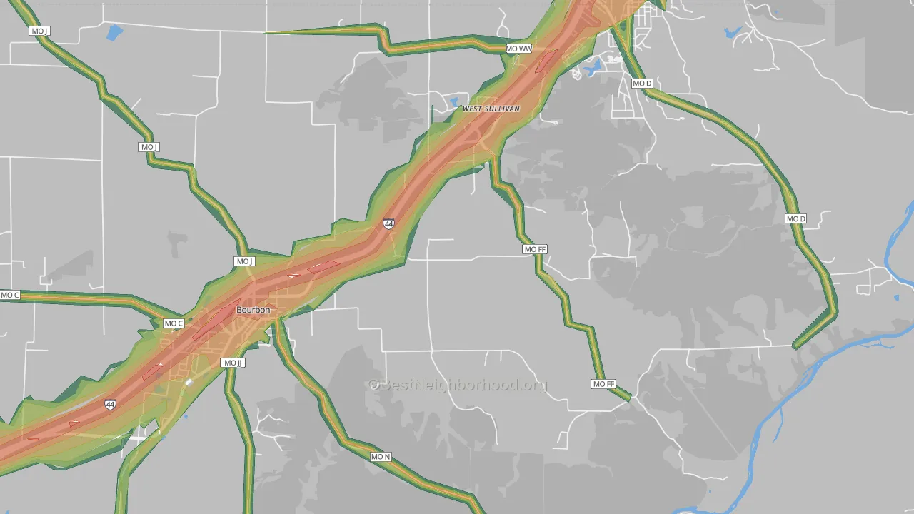 St. Cloud, MO Map of Noise Levels in St. Cloud