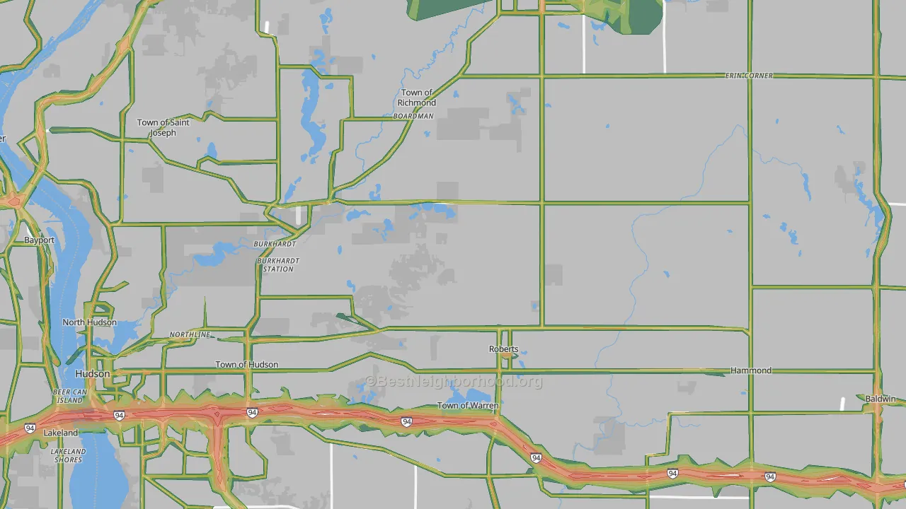 St. Croix County, WI Map of Noise Levels in St. Croix County