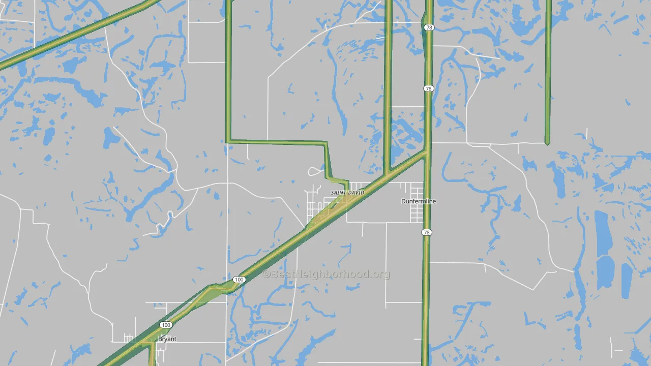 St. David, IL Map of Noise Levels in St. David