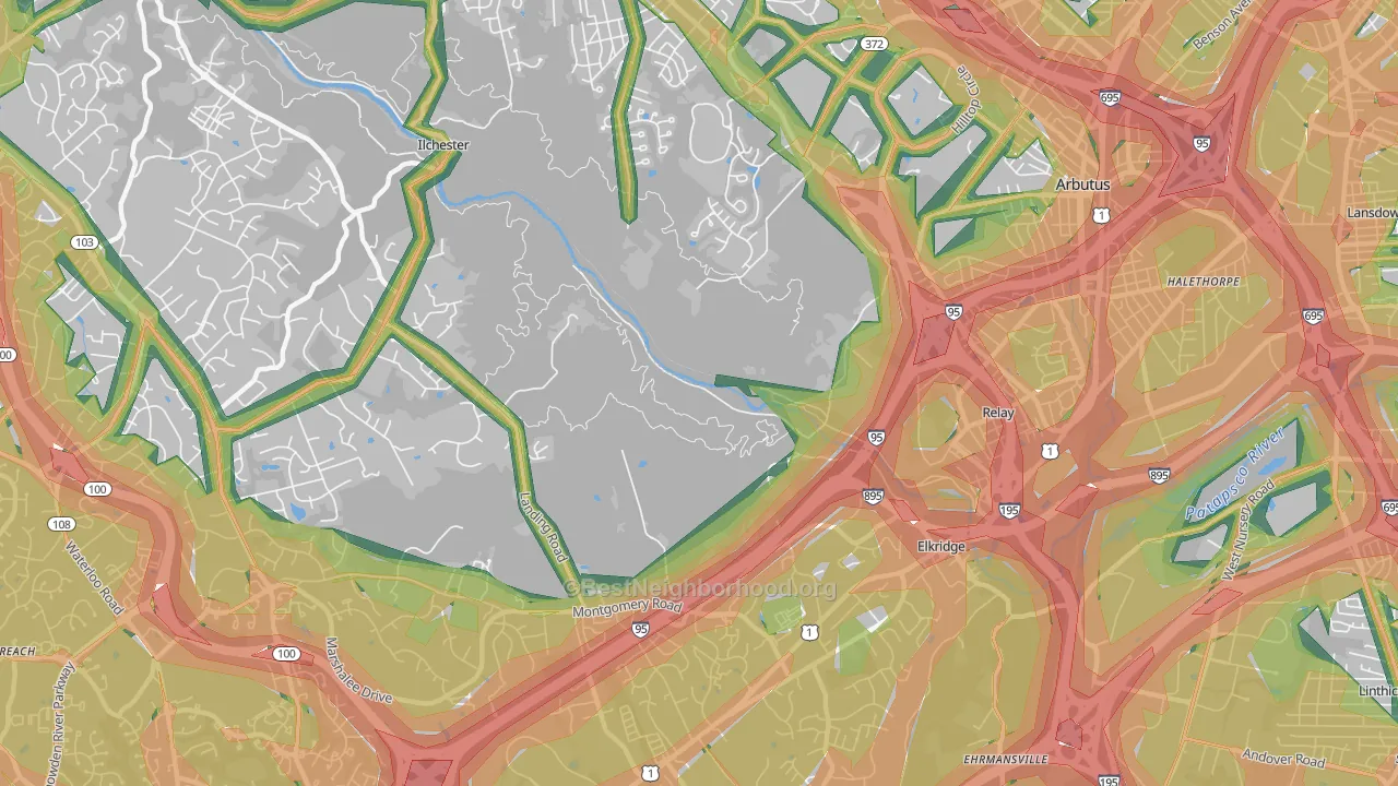St Denis, Catonsville, MD Map of Noise Levels in St Denis