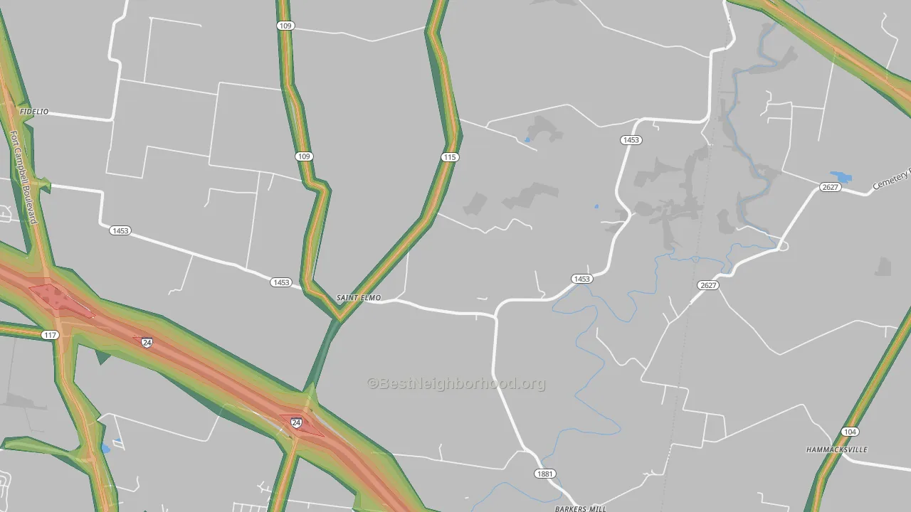 St. Elmo, KY Map of Noise Levels in St. Elmo
