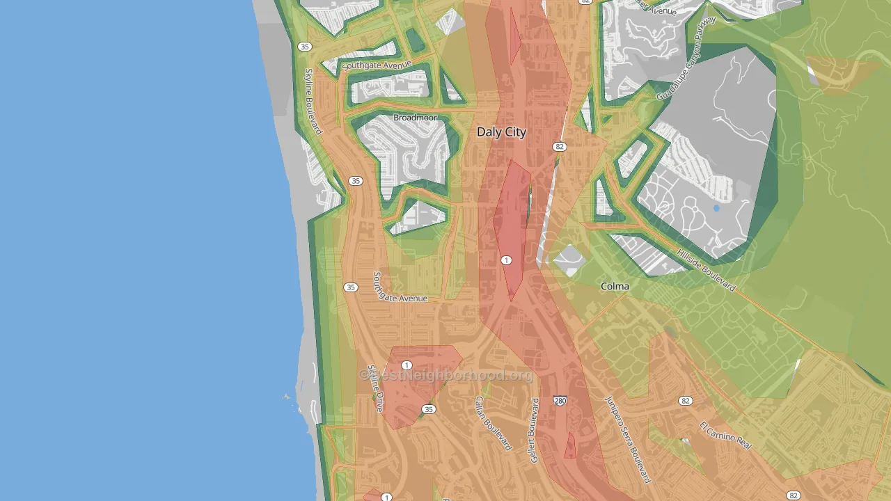 St. Francis, Daly City, CA Map of Noise Levels in St. Francis