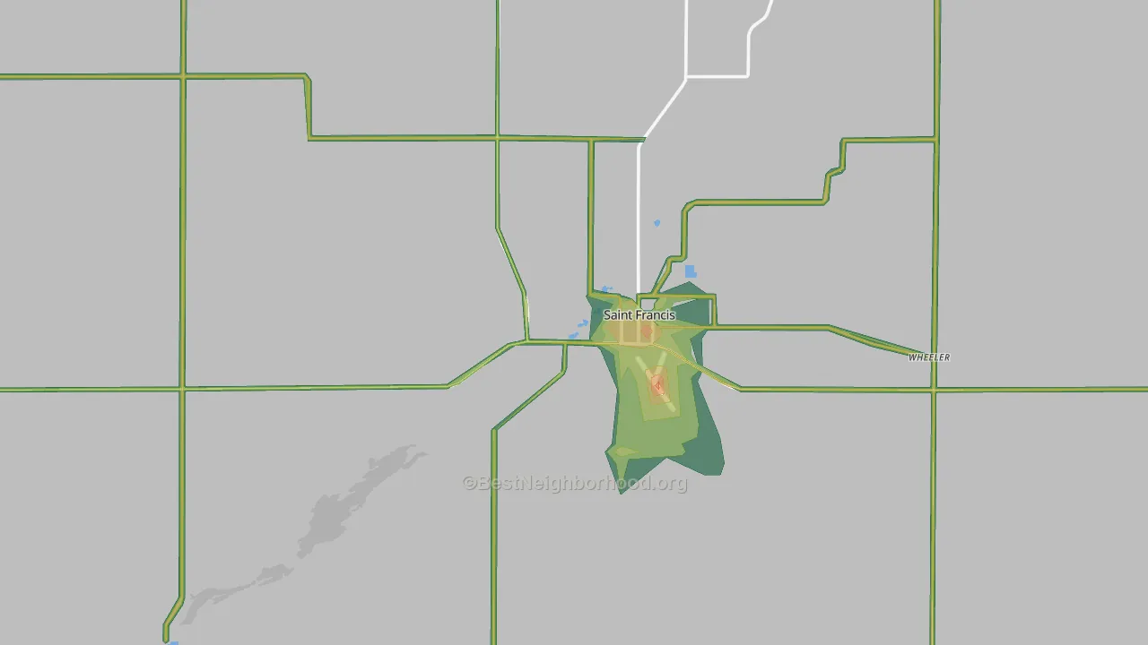 St. Francis, KS Map of Noise Levels in St. Francis