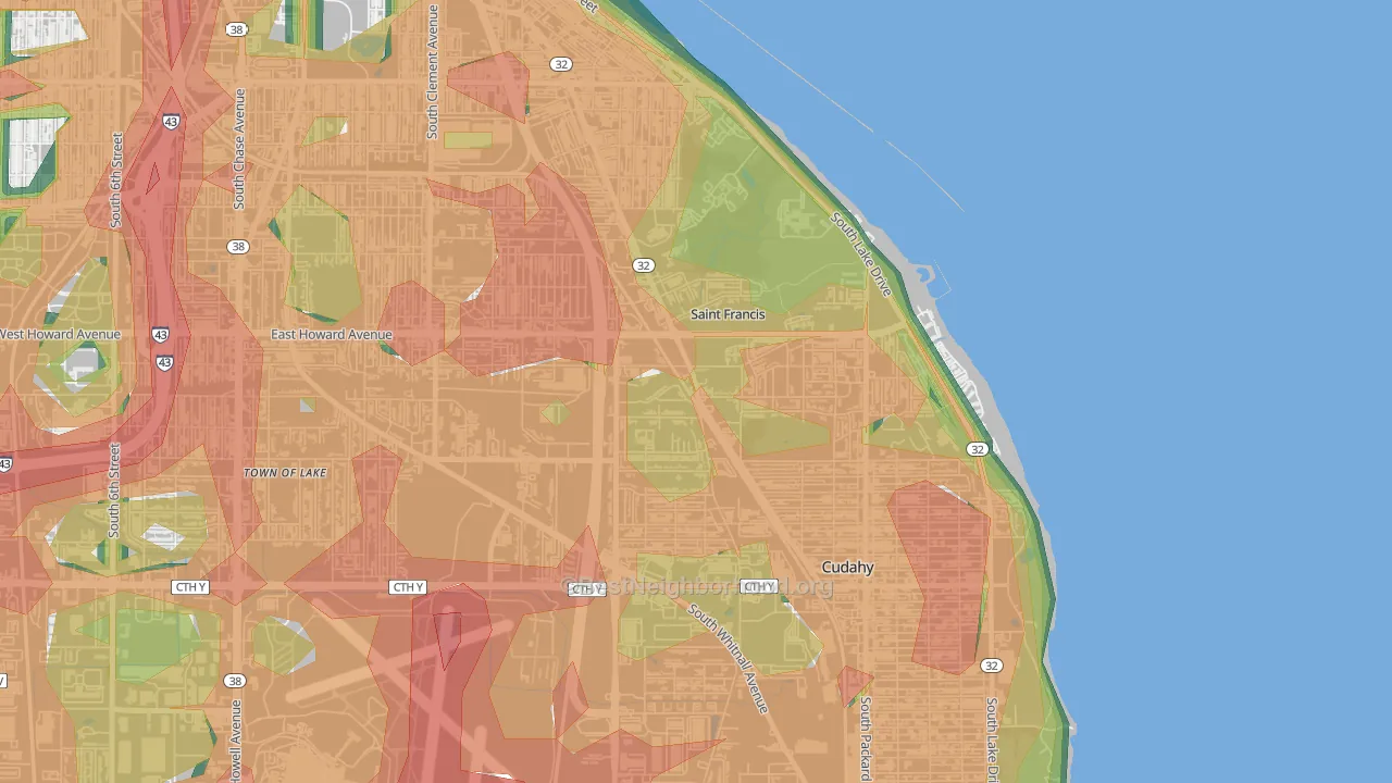 St. Francis, WI Map of Noise Levels in St. Francis