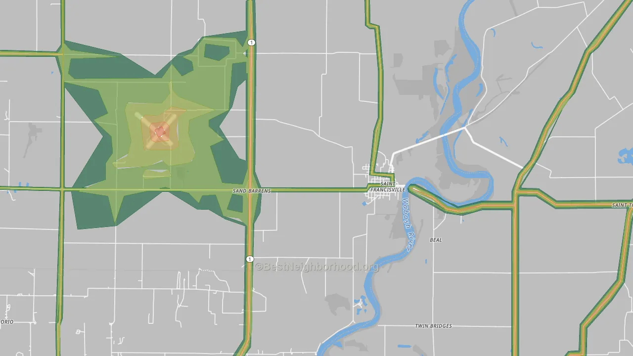 St. Francisville, IL Map of Noise Levels in St. Francisville
