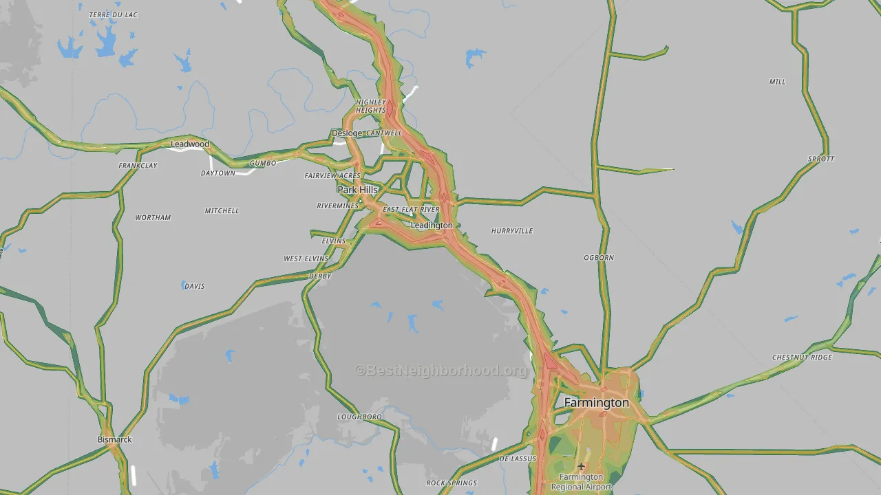 St. Francois County, MO Map of Noise Levels in St. Francois County