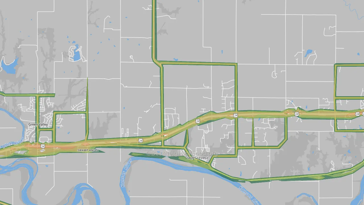 St. George, KS Map of Noise Levels in St. George