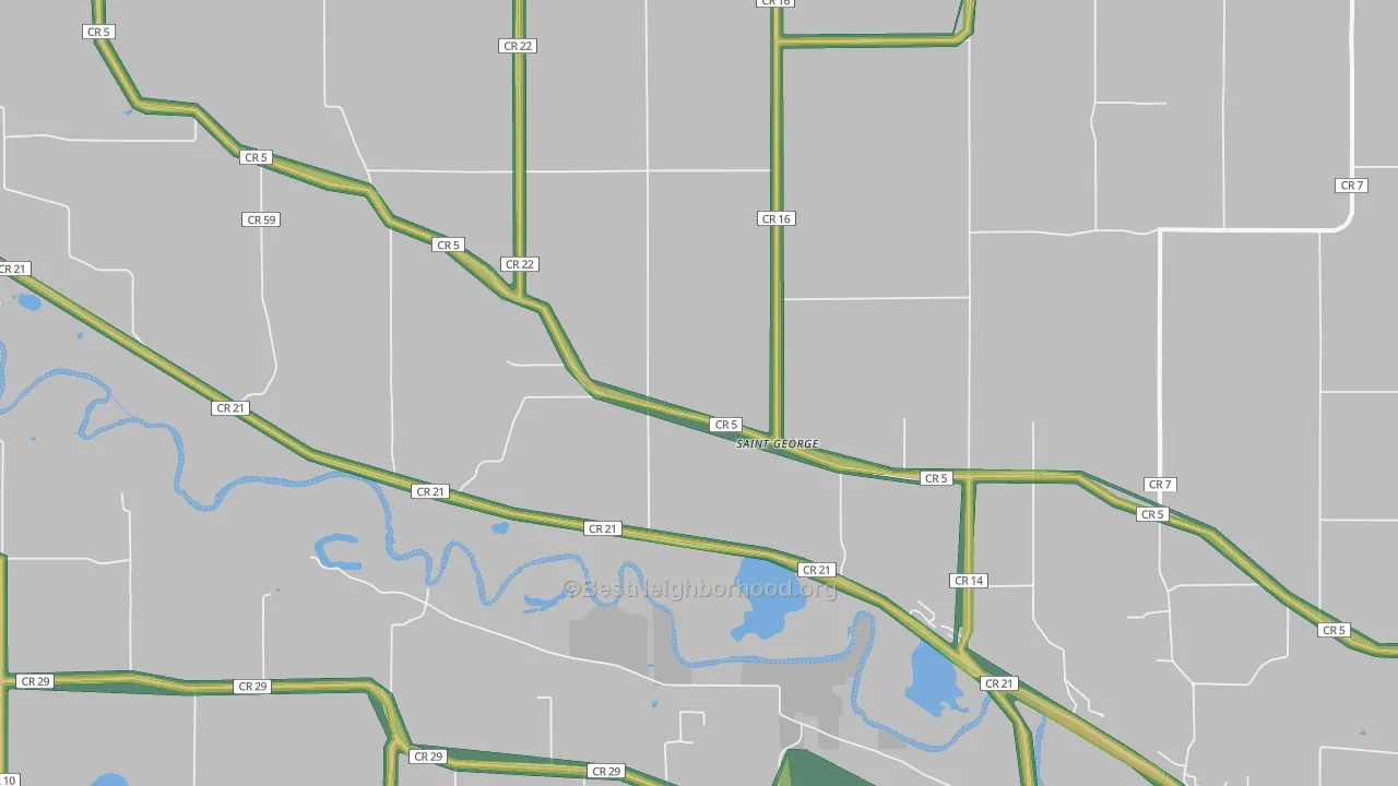 St. George, MN Map of Noise Levels in St. George