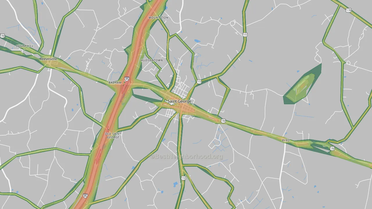 St. George, SC Map of Noise Levels in St. George