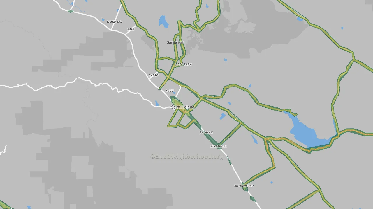 St. Helena, CA Map of Noise Levels in St. Helena