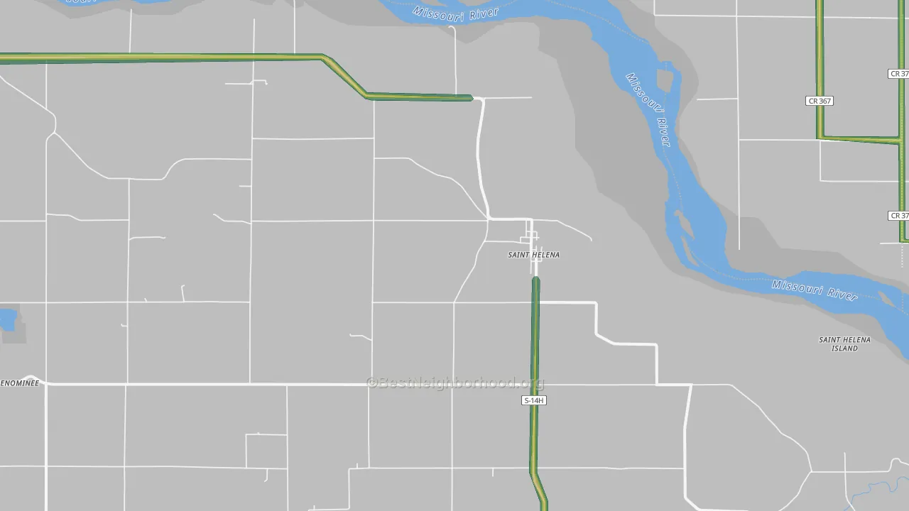 St. Helena, NE Map of Noise Levels in St. Helena