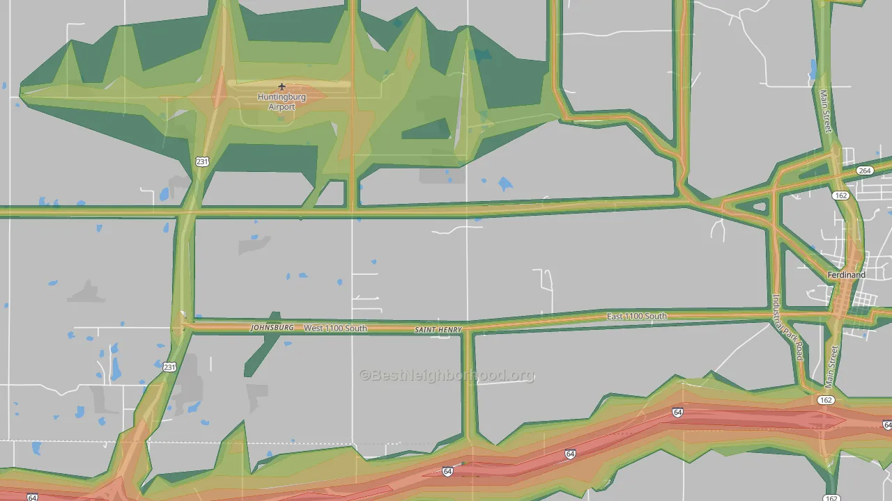 St. Henry, IN Map of Noise Levels in St. Henry