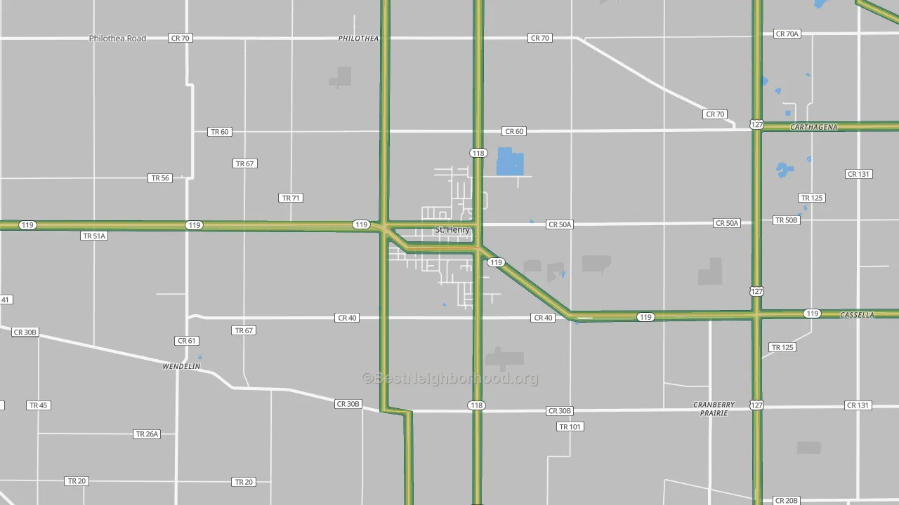 St. Henry, OH Map of Noise Levels in St. Henry