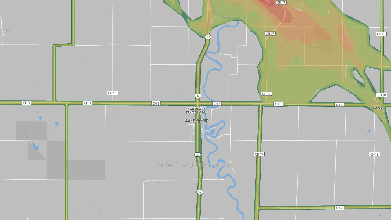 St. Hilaire, MN Map of Noise Levels in St. Hilaire
