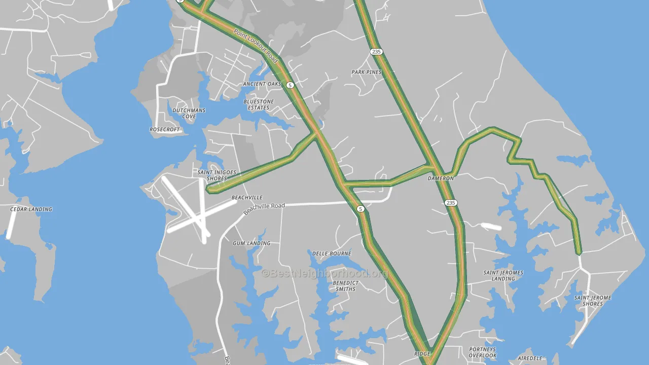 St. Inigoes, MD Map of Noise Levels in St. Inigoes