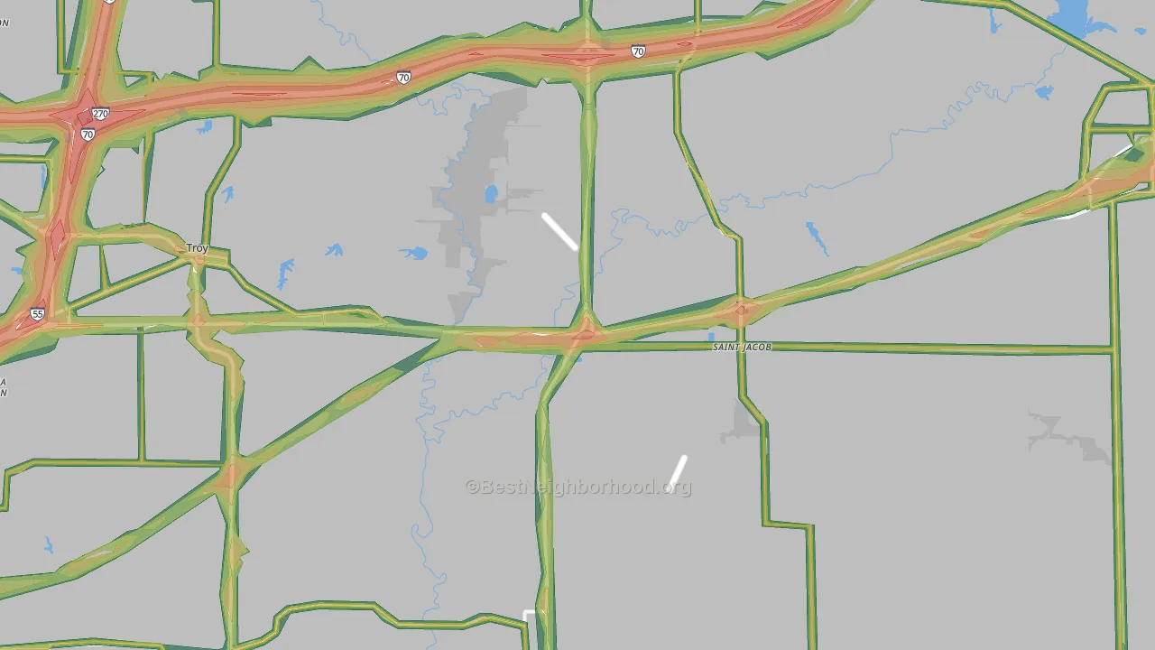 St. Jacob, IL Map of Noise Levels in St. Jacob
