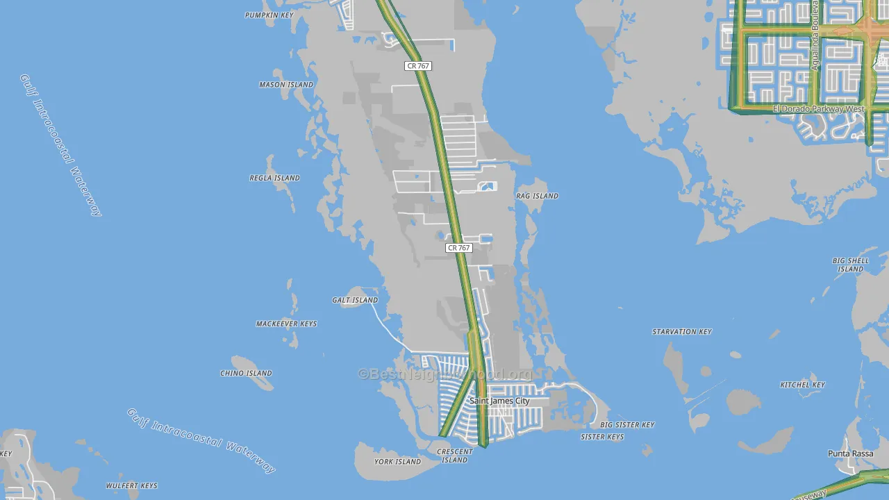 St. James City, FL Map of Noise Levels in St. James City