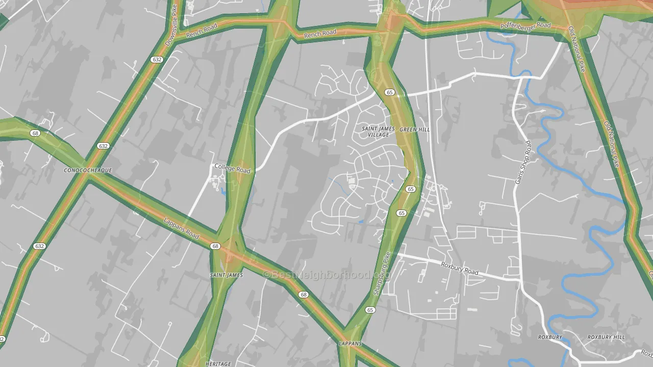 St. James, MD Map of Noise Levels in St. James