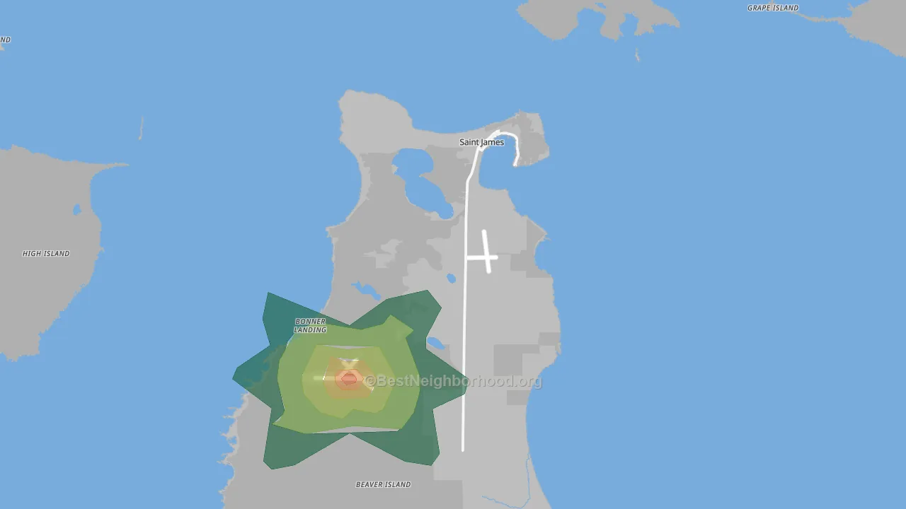 St. James, MI Map of Noise Levels in St. James
