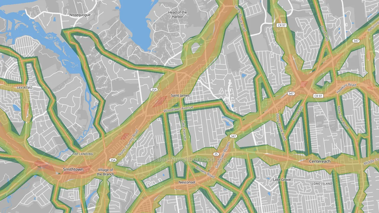 St. James, NY Map of Noise Levels in St. James