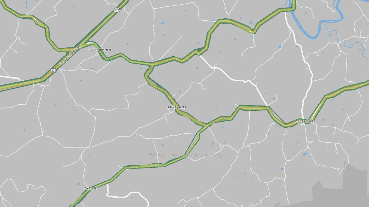 St. James, TN Map of Noise Levels in St. James
