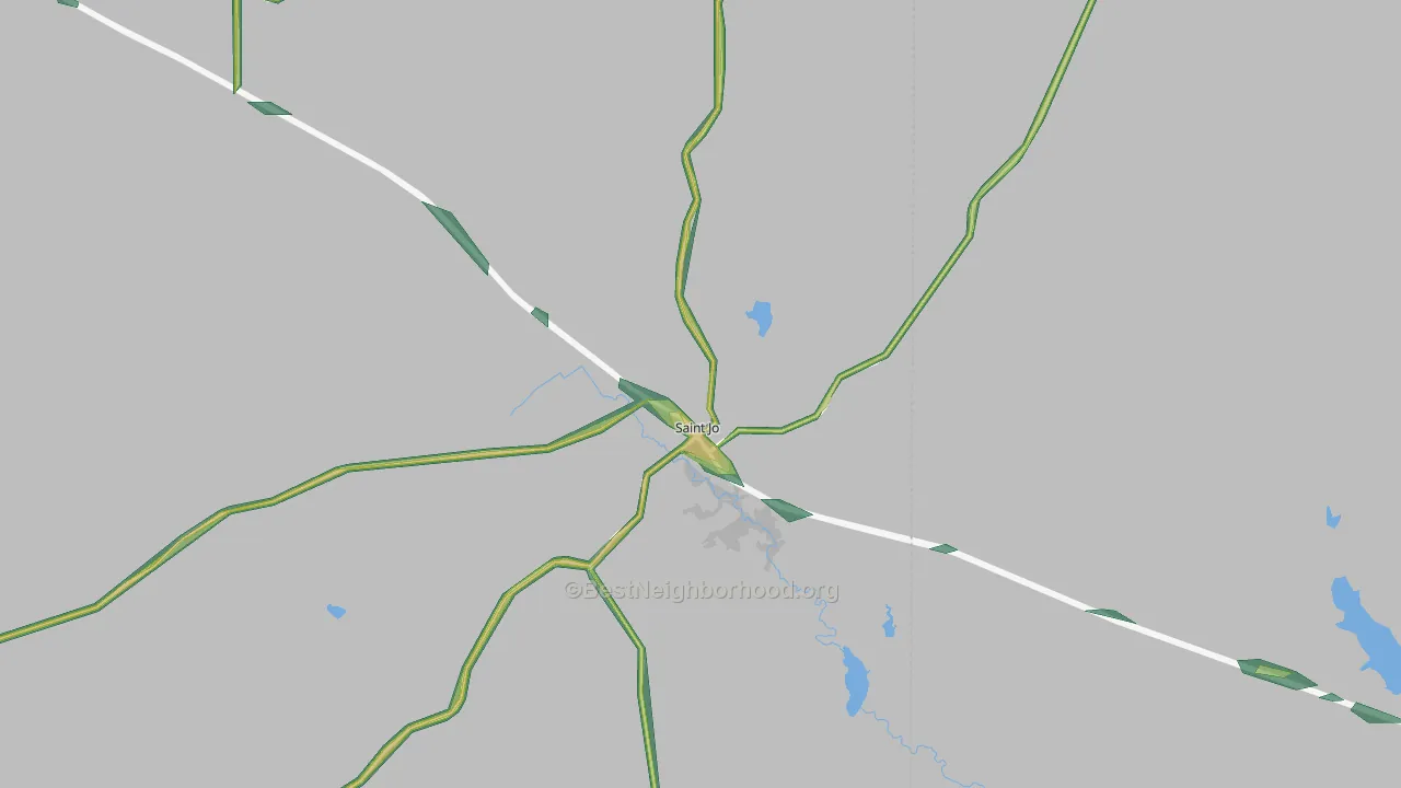 St. Jo, TX Map of Noise Levels in St. Jo