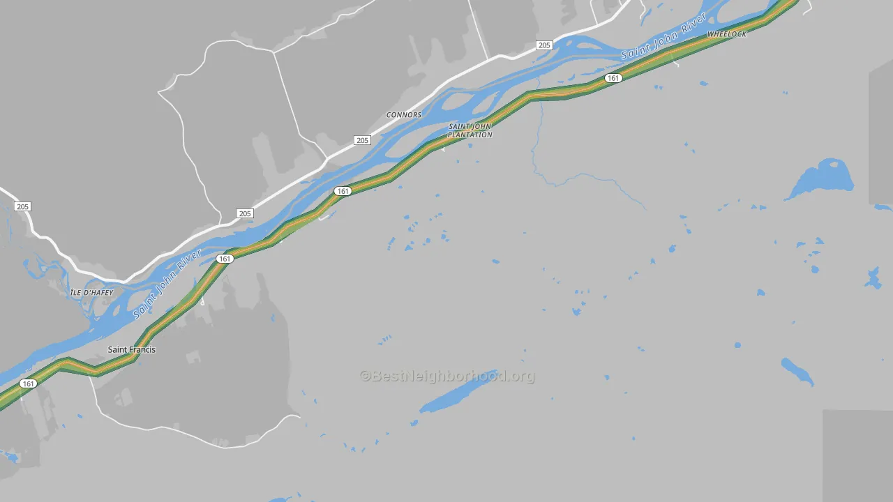 St. John, ME Map of Noise Levels in St. John