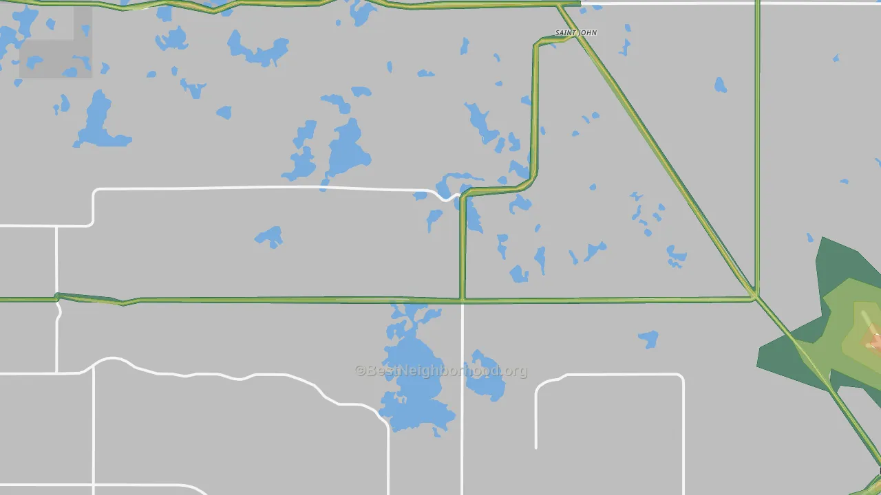 St. John, ND Map of Noise Levels in St. John