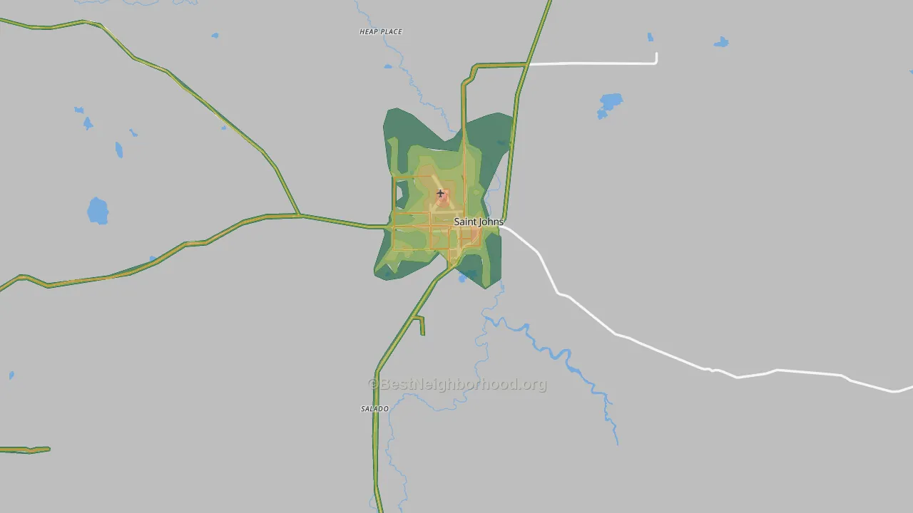 St. Johns, AZ Map of Noise Levels in St. Johns
